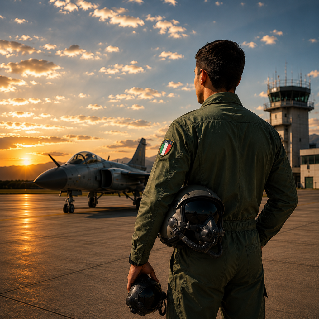Aspirante pilota dell'Aeronautica Militare durante la preparazione al concorso con Metodo ABC